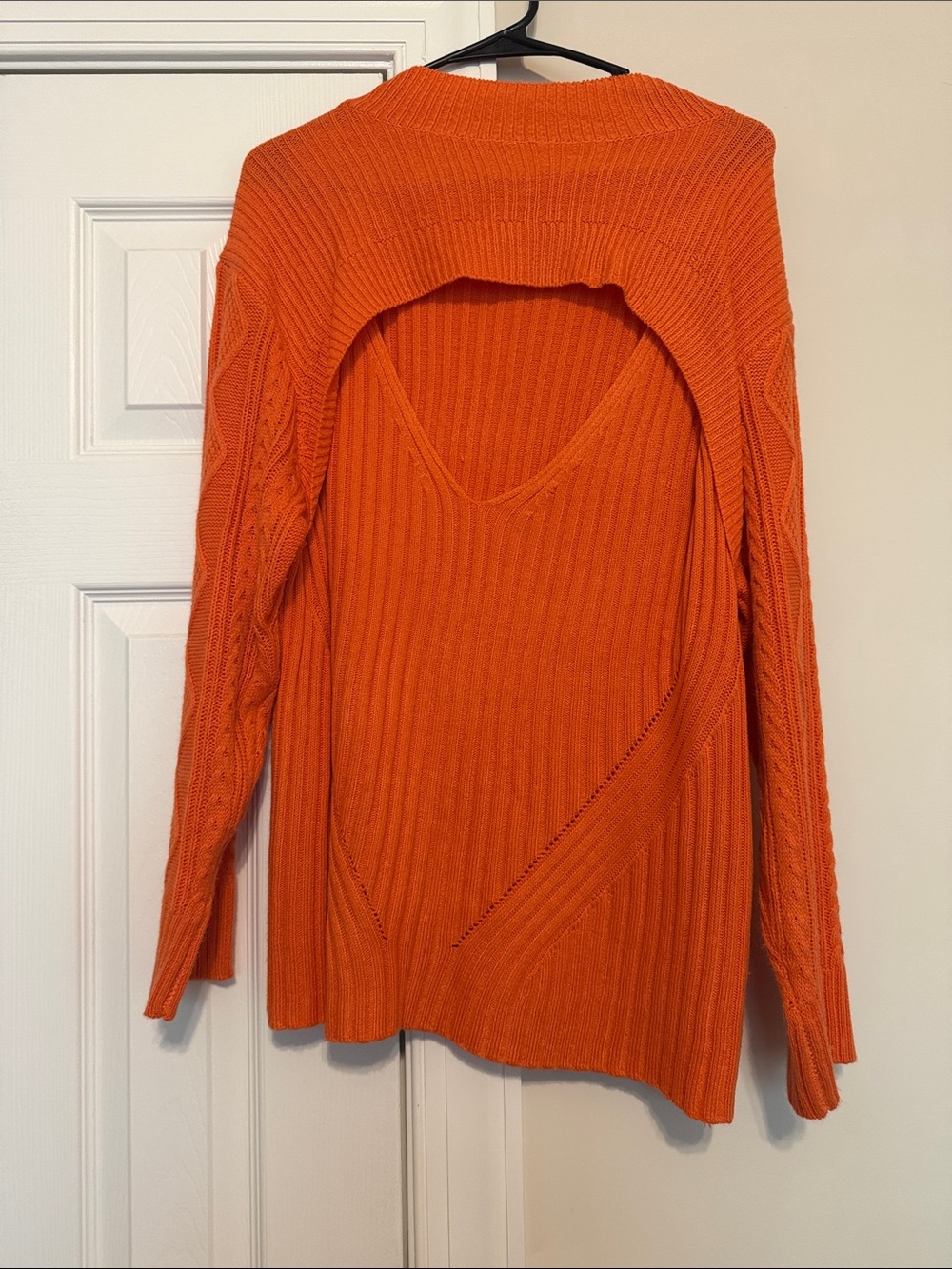 Women's Open Front Ribbed Sweater - Orange
